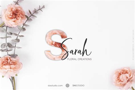 Sarah Logo Design With Elegant Floral Initial Sias Studio