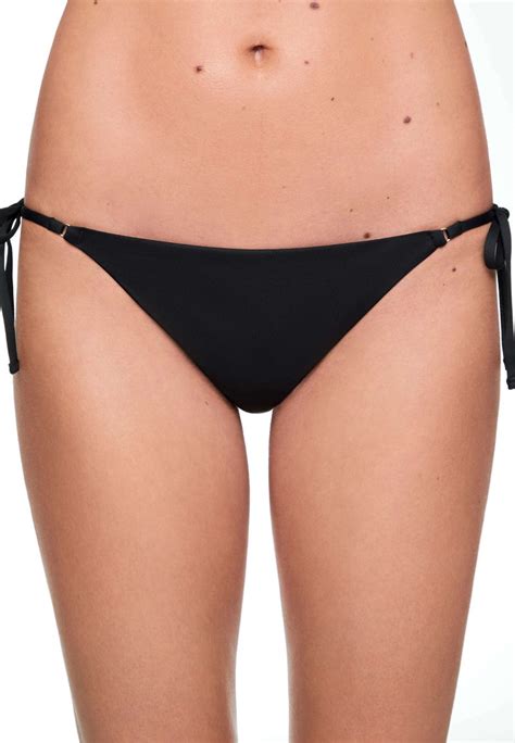 Oysho Mid Rise With Ties Bikini Bottoms Black Zalando Ie