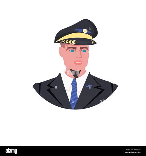 Man Pilot In Uniform Male Captain Avatar Aviation Concept Portrait