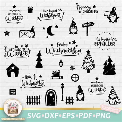 Plotterdatei Wichtel Weihnacht Motive und Sprüche SVG PNG DXF