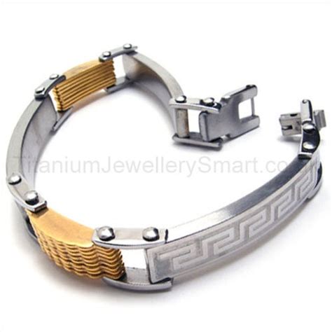 Gold Titanium Grooved Bracelet Titanium Jewellery Uk