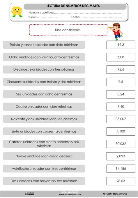 Numeros Decimales Ejercicios