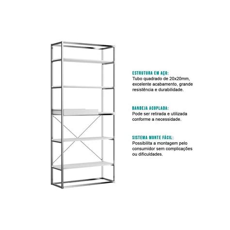 Estante Multiuso Sala Industrial Alta C Prateleiras Cromada