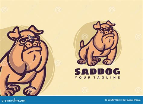 Bulldog Mascot Cartoon Character Vector Logo Design Template Stock