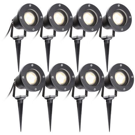 VINGO 8er Pack Gartenstrahler mit Erdspieß 4W GU10 LED IP65 Wasserdicht