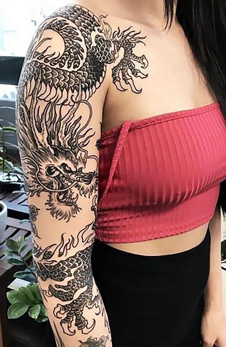 20 Fierce Dragon Tattoo Designs For Women Dragon Sleeve Tattoos