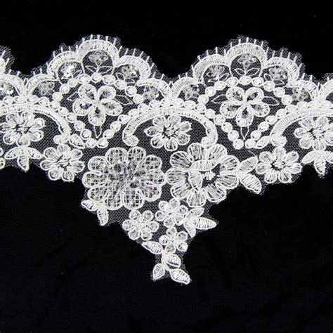 Beaded Embroidered Lace Trim White With Silver Clear Sequins Shine