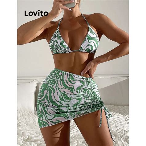 Lovito Sexy Conjunto De Biquíni Feminino Com Amarra Estampa De Zebra