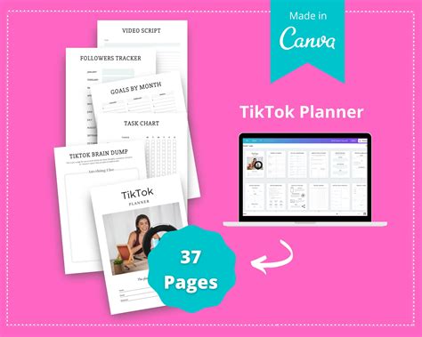 Editable Tiktok Planner In Canva Canva Template Pack Etsy Uk