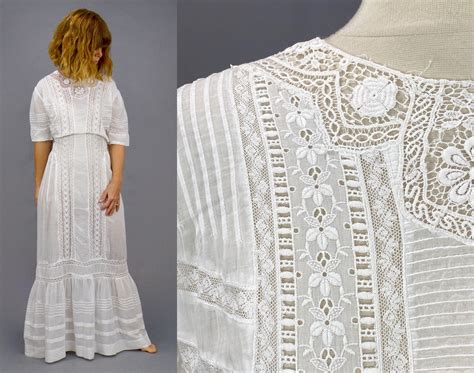 Hold Edwardian White Cotton Embroidered Eyelet Lace Antique S Lawn