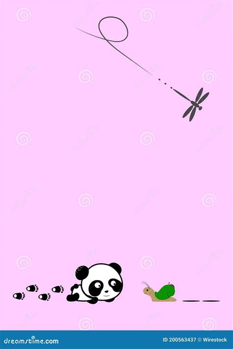 Vertical Illustration of a Cute Panda on a Purple Background Stock ...