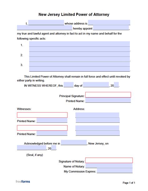 Free New Jersey Power Of Attorney Forms Pdf Word