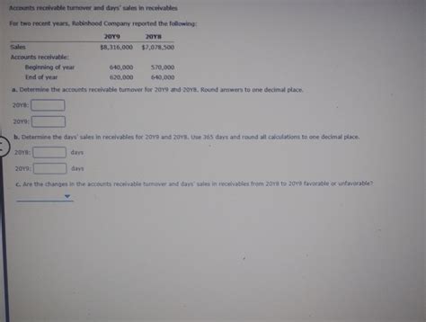 Solved Accounts Receivable Turnover And Days Sales In Chegg