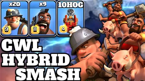 Best Cwl 20 Miner And Hog Hybrid Th15 Attack Strategy 2023 9 Hog 20 Miner Flame Flinger