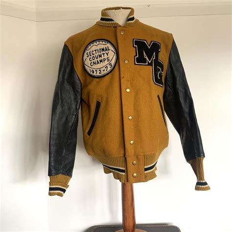 Vintage 1970s Letterman Jacket Label size... - Depop