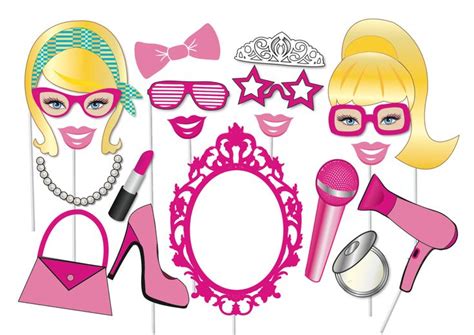 Girly Doll Photo Booth Party Props Set 20 Piece Printable Girl