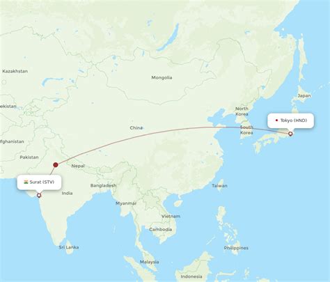 Flights From Surat Gujarat To Tokyo Stv To Hnd Flight Routes