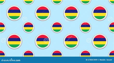 Mauritius Round Flag Seamless Pattern Mauritian Background Vector