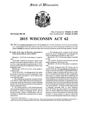 Fillable Online Docs Legis Wisconsin 2015 WISCONSIN ACT 62 Docs Legis