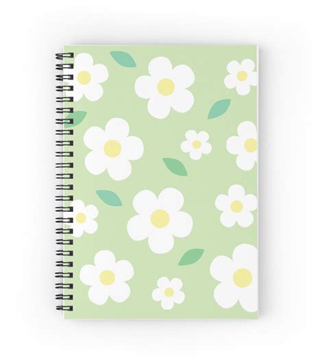 White Flower Pastel Green Kawaii Cute Cottagecore Aesthetic Spiral