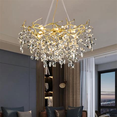 Lustre Para Hall De Entrada Moderno - Grand lustre moderne et majestueux à branches et pampilles en cristal ...