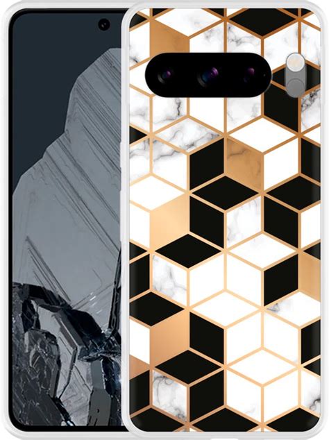 Cazy Hoesje Geschikt Voor Google Pixel 8 Pro Black White Marble Bol