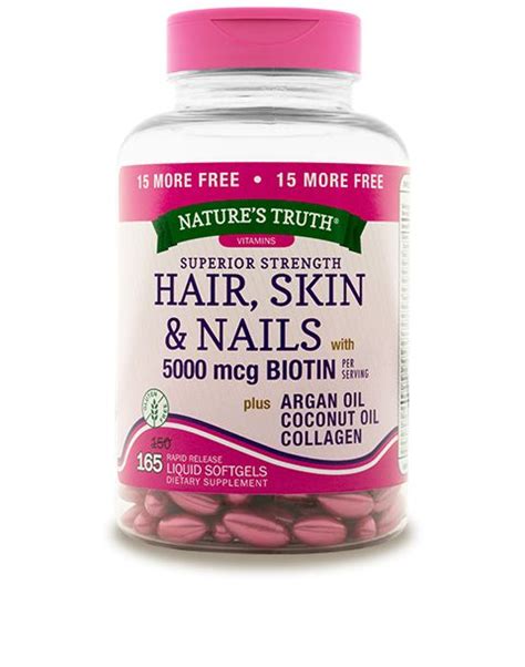 Superior Strength Hair, Skin & Nails with 5,000 mcg Biotin - Nature's Truth | Maintaining ...