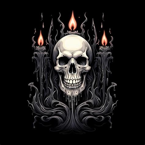 Premium Photo Skull And Candles Fire Tattoo Design Illustration