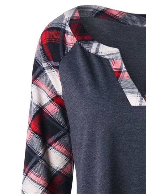 Plus Size Raglan Sleeve Plaid Top Plaid Tops Trendy Plus Size