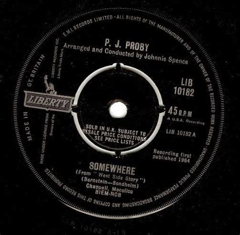 P J Proby Somewhere Vinyl 7 Inch Planet Earth Records