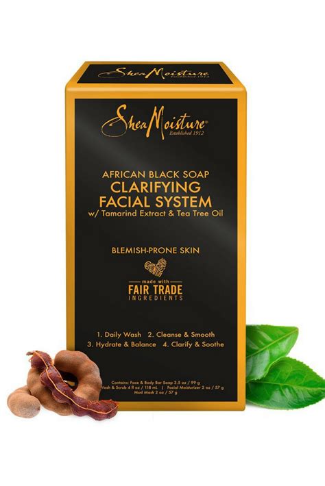 Sheamoisture African Black Soap Facial System Kit 4oz Facial Wash