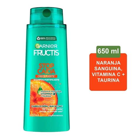 Shampoo Garnier Fructis stop caída crece fuerte cabello débil que se