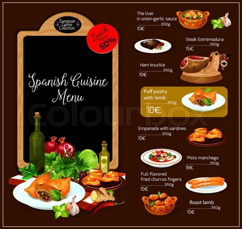 Spanish restaurant vector menu. Spain ... | Stock vector | Colourbox