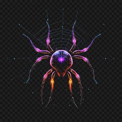 Premium Psd Psd Of Spider Nocturnal Web Intricate Neon Lines Dew