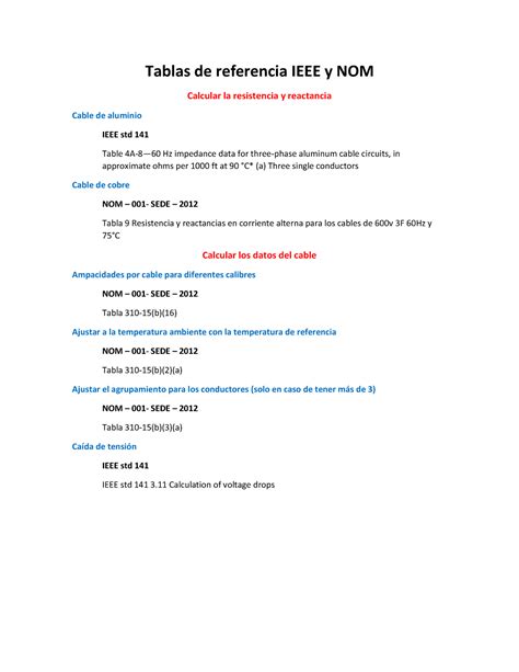 Protecciones U Tablas De Referencia Ieee Y Nom Calcular La