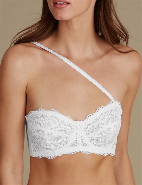 Marks And Spencer Mand5 White Vintage Lace Non Padded Multiway Strapless Bra Size 36 B