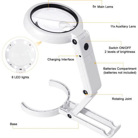 Handheld Magnifier X X Tabletop Magnifying Glass With Folding Stand