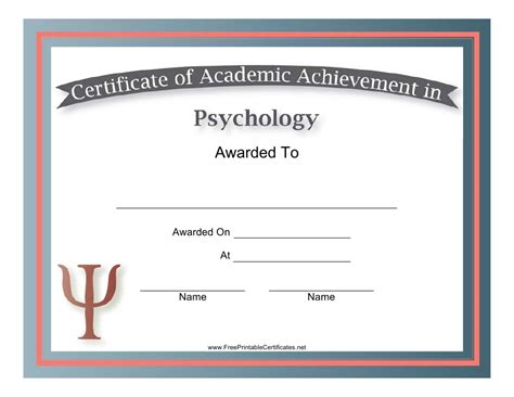 Psychology Academic Achievement Certificate Template Download Printable