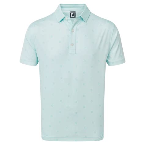 Footjoy Smooth Pique Fj Tonal Print Mens Golf Polo Shirt Scratch