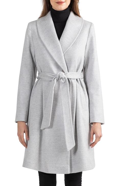 Sofia Cashmere Rounded Shawl Collar Length Wool Blend Coat