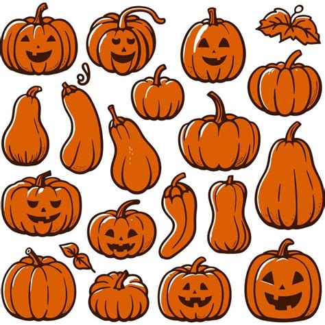 Premium Vector Set Of Halloween Pumpkins Isolated On White Background