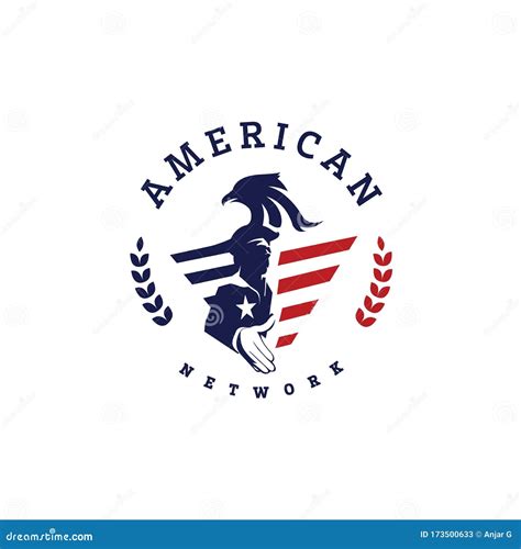 American Eagle Minuteman Handshake Patriotic Logo Emblem Template Stock