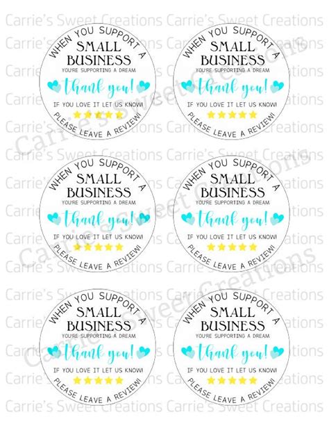 Small Business Review Card 3 Circle Printable Thank You Etsy