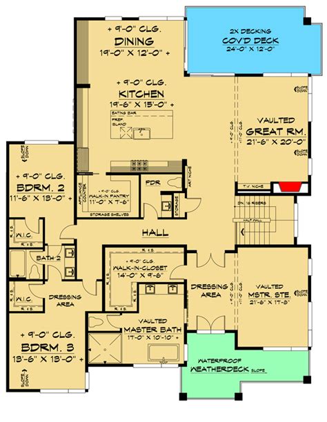 Story Contemporary Home Plan With Deck Off Master Suite Raf