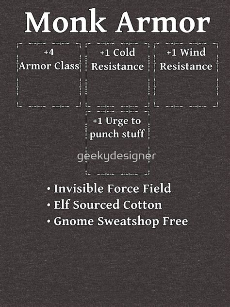 "Monk Armor: Role Playing DND 5e Pathfinder RPG Tabletop RNG" T-shirt ...