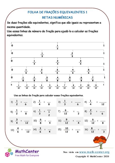 Quinto Ano Planilhas Reta Numérica Com Frações Math Center