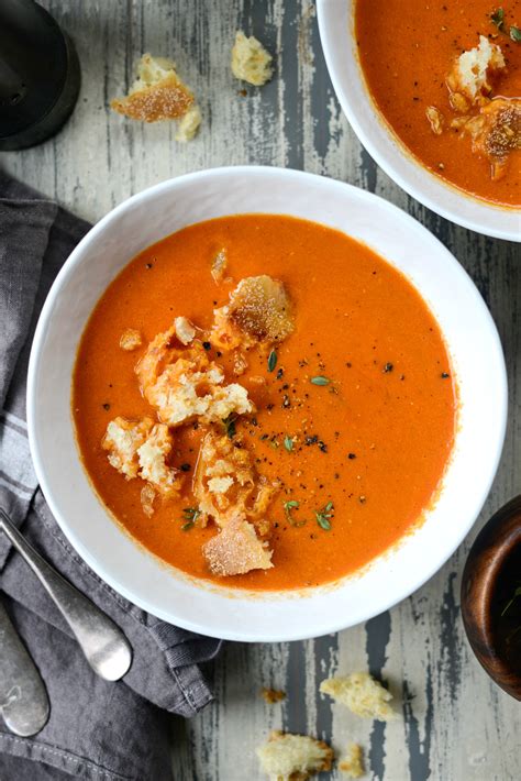 Homemade Roasted Red Pepper Tomato Soup Simply Scratch