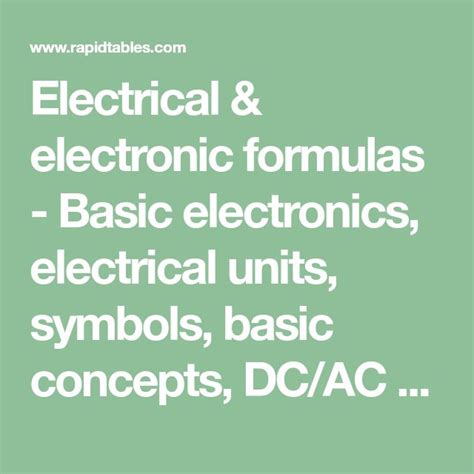 Electrical formulas | Electronic formulas