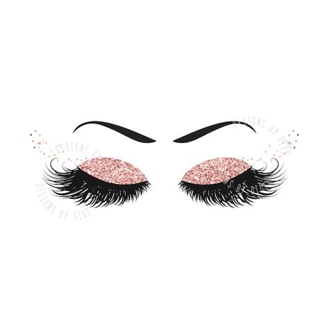 Instant Download Lash Clipart Glitter Rose Gold Lashes Clip Etsy