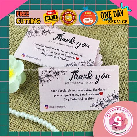 Jual TKC 12 8 15 Thank You Card Custom Thanks Card Olshop Kartu Ucapan